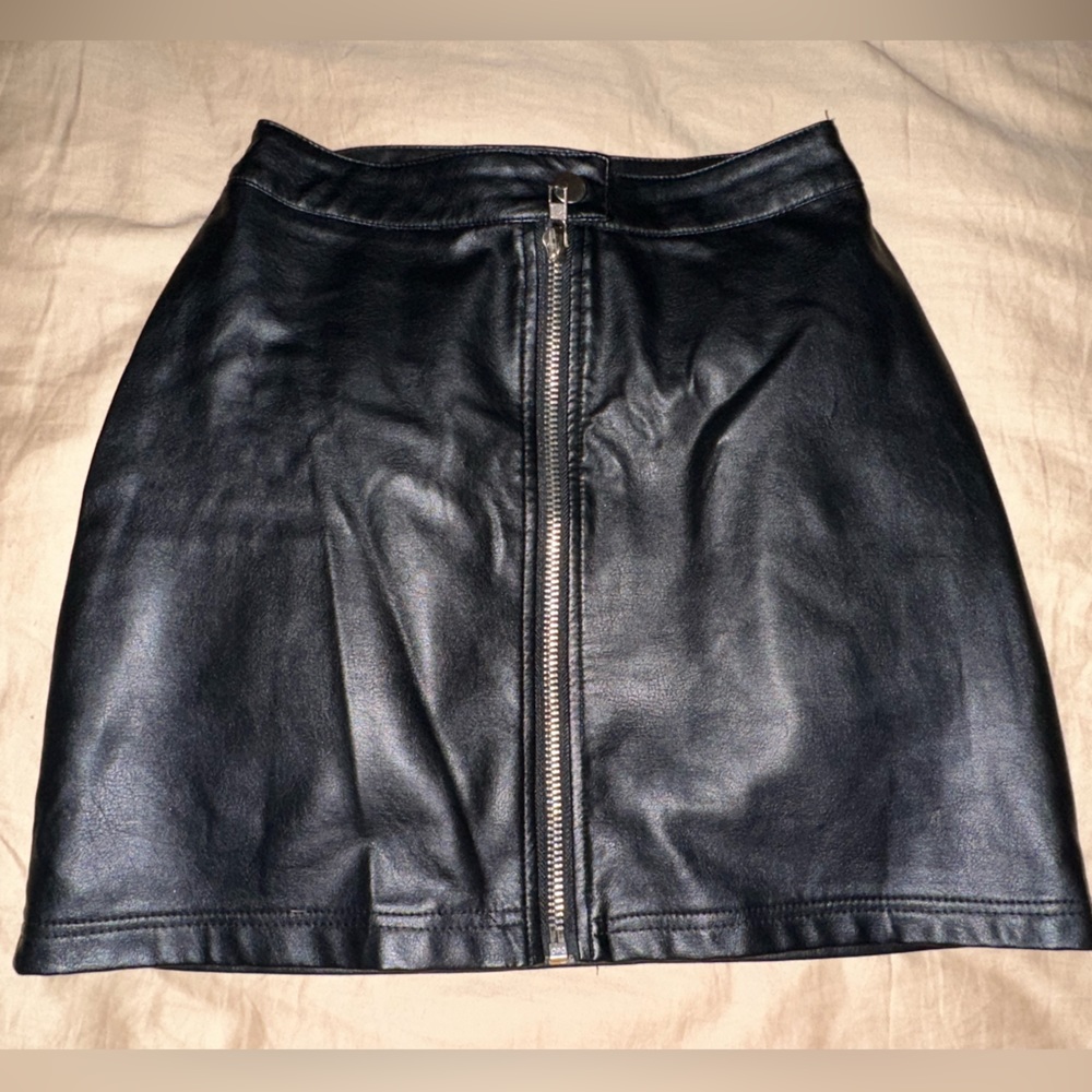 Leather midi skirt